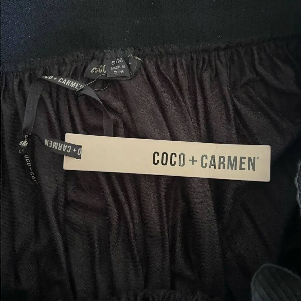 Coco + Carmen Pleated Velvet Midi Skirt Black S/M Goth Witchy Boho